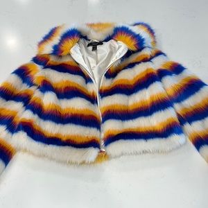 Multi-Colored Faux Fur Coat